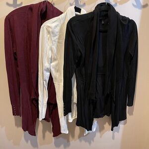 3 identical whbm Sweater Set - Black, White, and Burgundy